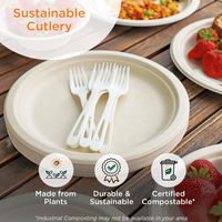 Kit de Couverts Jetables Homelink de Luxe Emballés Individuellement, Compostables, Écologiques, Biodégradables en PLA Plastique Blanc – Fourchette et Cuillère à Thé