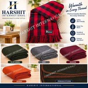 Premium-Qualität Schwere Weiche Outdoor-Wolldecke für die Wintersaison, für Zuhause und Krankenhaus, Bunkhouse-Karomuster-Design von Harshit International - Product Image 6
