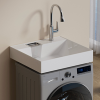 Lavabo de salle de bain moderne en pierre artificielle avec évier de buanderie profond intégré pour le nettoyage domestique
