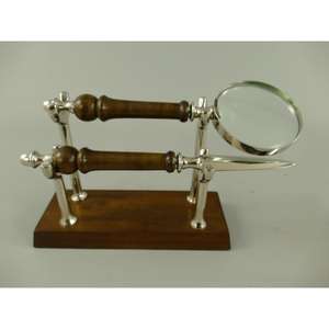 Nickel Polish Metal <b>Magnifying</b> <b>Glass</b> And Letter Opener Wood Handles Office Supplies Decorative <b>Magnifying</b> <b>Glass</b> With Stand - Product Image 1