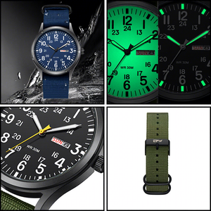 TPW Alloy case Men's Fashion Watch Nylon Quartz Night Light Woven Hands Dial Calendar Men's Watch - Product Image 3