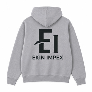 เสื้อฮู้ดดี้พิมพ์ลายสกรีนสีเทาอ่อนพรีเมียมสำหรับผู้ชาย – เสื้อสเวตเชิ้ตมีฮู้ดผ้าฟลีซทรงโอเวอร์ไซส์พร้อมกระเป๋าจิงโจ้ - Product Image 2
