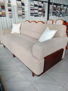 Sofá Moderno de Lujo en Madera de Teca, Sofá Minimalista Tapizado para Sala de Estar, Muebles para Hotel o Villa - Product Image 3