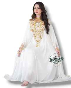 Robe de soirée AWAIS HOUSE Dubaï 2025 élégante et luxueuse en mousseline de soie perlée, coupe trapèze, longueur ras du sol, pour l'Aïd, service OEM, lavable - Product Image 5