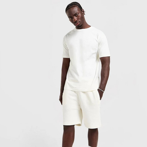 Ensemble short homme été, short assorti bleu personnalisé, ensemble deux pièces en coton, ensemble tendance été en solde, design OEM - Product Image 1