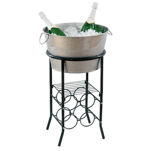 Rustic Galvanized Metal Ice Bucket With Jute Rope Wrapped Handles And Base Large Beverage Tub For Wine Beer & Champagne Chilling - Product Image 4