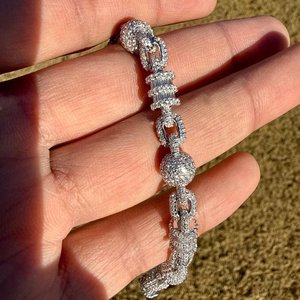Pulsera de Lujo para Mujer, Plata 925, Baño de Rodio, Diamantes Moissanite VVS, Eslabones con Micro Pavé, para Uso Diario, Unisex - Product Image 5