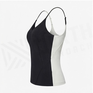 North Approach Black V-Neck <b>Spaghetti</b> <b>Strap</b> <b>Tank</b> <b>Top</b> Seamless Breathable Women's Yoga Wear - Product Image 3