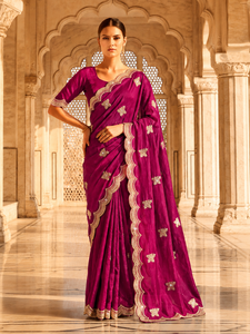 Vexotrend Indian Designer Customization Women's Velvet Satin <b>Saree</b> Beautiful Patola Design Traditional Style Wedding Party - Product Image 2