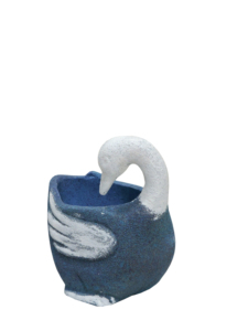 Figura Decorativa de Cisne de Hierro Texturizado Azul y Blanco con Baño de Oro, Decoración Duradera para Mesa - Product Image 1