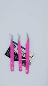 Stainless Steel Durable Eyelash Volume Extension Tweezers Professional Straight Curved Serrated Tip Custom Logo Private - Product Image 2