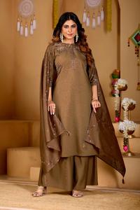 Ensemble Kurti Anarkali de luxe avec Plazo et Dupatta en Chanderi – Vêtements ethniques haut de gamme pour le Royaume-Uni, les États-Unis et le Canada - Product Image 4