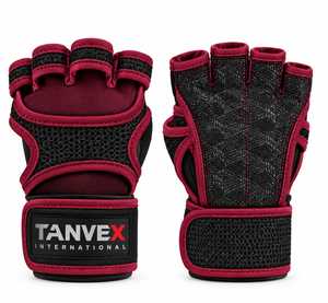 TANVEX Half <b>Finger</b> Gym Gloves PU Leather Breathable Non-Slip Adjustable Buckle Wrist <b>Strap</b> Unisex Weight Lifting Fitness Gloves - Product Image 3