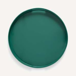Plateau rond laqué écologique brillant avec poignées vert foncé, idéal pour la décoration intérieure, organisateur de table, vente en gros, plateaux cadeaux en vrac - Product Image 4