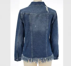 Women's Flo Short <b>Denim</b> <b>Coats</b> Ladies Streetwear Hip Hop Trend Casual Regular Fit Spring Medium Washed Simple Cotton Outwear - Product Image 3