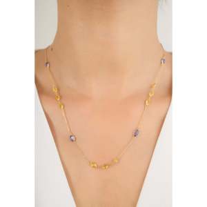 NOVA 18K Yellow Gold Multi Gemstone Chain Necklace-Daily Wear - Product Image 4