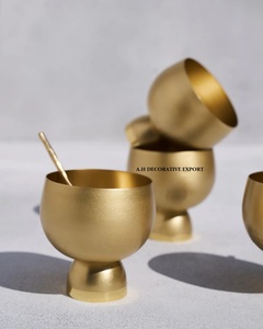 Moderno Juego de 4 Piezas de Tazón y Cuchara con Pedestal de Metal, Servidor de Helado Chapado en Oro, Regalo de Lujo para Bodas y Empresas, Decoración para Aperitivos - Product Image 5