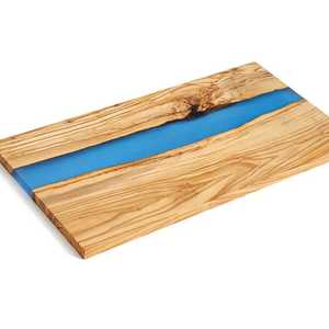 เขียงไม้รูปสี่เหลี่ยมผืนผ้า ฝังเรซิ่นสีน้ำเงิน กันลื่น ใช้กับเครื่องล้างจานได้ ชิ้นเดียว - Product Image 1