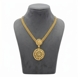 Divyoro Gold Plated <b>Copper</b> Alloy Adjustable Length Short Pendant Necklace Circular Flower Pattern Snake <b>Chain</b> Classic Style - Product Image 1