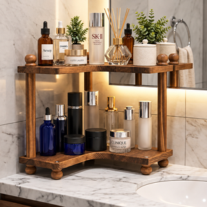 Wood <b>Corner</b> Kitchen <b>Shelf</b> 2-Tier Storage Rack With Plants And Jars Durable Antique Style <b>Wooden</b> Kitchen Storage Rack <b>Corner</b> - Product Image 4