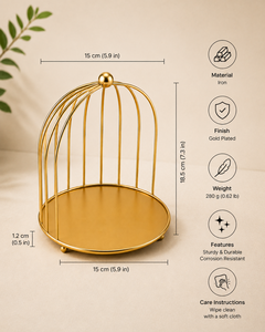 Ornement moderne en métal doré en forme de cage à oiseaux, finition polie, décoration de table, décoration d'intérieur, résistant à la rouille - Product Image 5