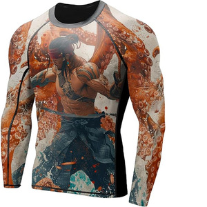 Custom Men's Rash Guard Performance <b>Compression</b> <b>Shirt</b> with Stretch Fabric for Surfing MMA and Fitness Training - Product Image 3