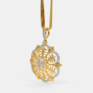 Collier pendentif en or jaune avec filigrane floral et diamant de laboratoire - Product Image 3