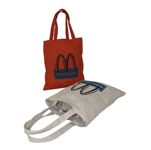 Printed Promotional Foldable Eco Friendly Jute Grocery <b>Bag</b> with Custom Logo Design for Shopping - Product Image 1