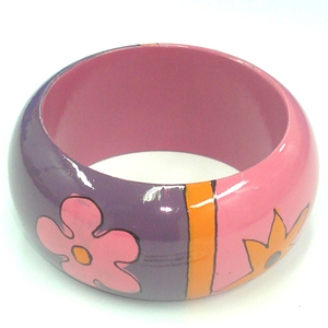 Bracelet en bois avec motif floral lumineux, bijoux en bois écologiques pour femmes, bracelet en bois fait main avec motifs géométriques - Product Image 3