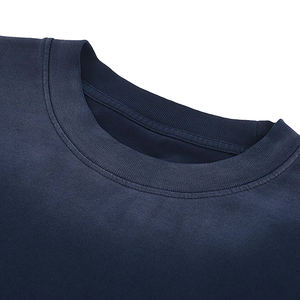 Camisetas de hombre estilo americano de verano, 100% algodón, de secado rápido, lavadas, desgastadas, con efecto descolorido por el sol, lisas, de corte holgado y hombros caídos, 150 gramos. - Product Image 5