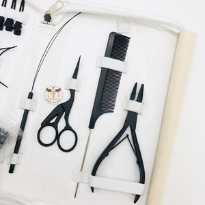 Professional Black Hair Extension Tools <b>Kit</b> – Micro Ring <b>Beads</b> Loop Needle Threader & Hook Pliers Set for Salon & Wholesale Use - Product Image 2