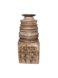 Porte-bougie rond en bois vintage blanchi à la chaux, fait main, sculpté, pour la décoration de la maison, Noël, personnalisé - Product Image 3