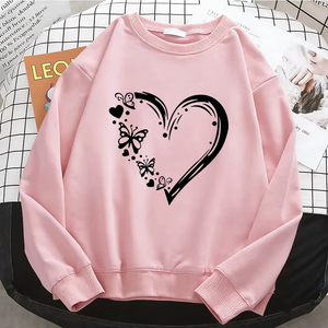 Sudaderas con capucha para mujer, profesionales, de nueva calidad, a la moda, con diseño de corazón y mariposa, sudaderas con capucha para mujer, sudadera de lana cálida, suave y transpirable - Product Image 5