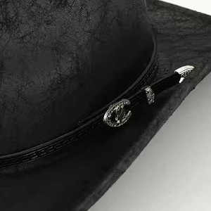 Sombrero de Vaquero de Cuero, Estilo Occidental, para Montar al Aire Libre, Protección Solar, Transpirable, Ajustable, Vintage, Hecho a Mano, Calidad Premium - Product Image 3