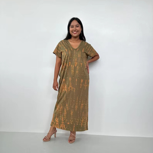 Vestido de Algodón Jersey Tie Dye, Caftán Marroquí, Bata de Mujer con Bolsillos - Product Image 1