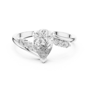 IGI Certified Pear & Round Cut Lab Grown Diamond <b>Ring</b> Bridal Jewelry Engagement Wedding Band for Women New Grown Diamond - Product Image 5