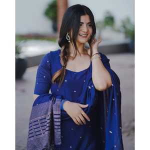 Ensemble de costume en mousseline de soie bleu irlandais - Taille XS - Product Image 1