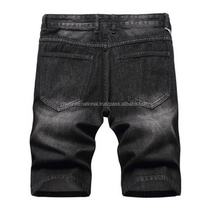 Shorts en jean déchirés pour homme, de haute qualité, décontractés, noirs, tricotés, doublés, 50% coton, 50% polyester, ZHUS INTERNATIONAL - Product Image 5
