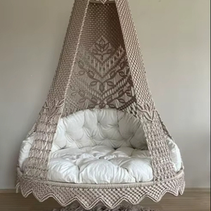Brown Cotton Macrame Swing, Hanging Chair, Hängesessel, Swing Chair, Macrame Rocking Swing Chair, hanging chair indoor - Product Image 1