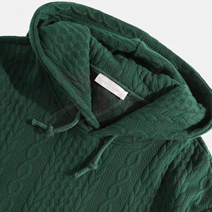 Pull à capuche en tricot torsadé pour hommes, sweat-shirt texturé, pull à capuche décontracté de couleur unie, streetwear automne-hiver pour hommes - Product Image 3