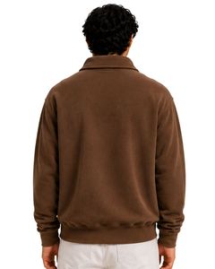 Brown Men Oversized Quarter Zip Sweatshirt Pullover Fleece Cotton Polyester Casual Winter Sweatshirt With <b>Stand</b> Collar Zip Neck - Product Image 2