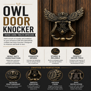 Antique Owl Door Knocker | Vintage Metal Front Door Knocker Handle | <b>Rustic</b> Farmhouse Entryway Hardware Home Decor Accent - Product Image 4