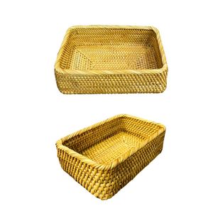 Cesta/Bandeja Rectangular de Mimbre Resistente, Juego de 3 Piezas Hechas a Mano para Almacenamiento y Servicio - Product Image 1