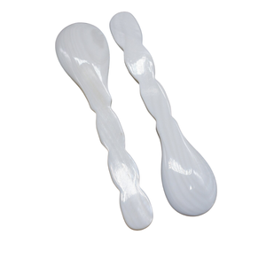 Elegant Handmade Mother of Pearl Spoon Fish Flower Long Handle <b>Mirror</b> Polish Custom Logo Engraved Server Item Storage - Product Image 2