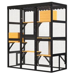 Recinto per Gatti Multiuso Interno/Esterno, Grande Casetta in Legno con Finestra per 2 Gatti o Più - Product Image 4