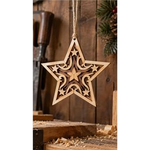 Ornement de Noël en bois personnalisé gravé avec le nom, flocon de neige, boule de sapin de Noël, étiquette suspendue, décoration de fête, cadeau artisanal - Product Image 3
