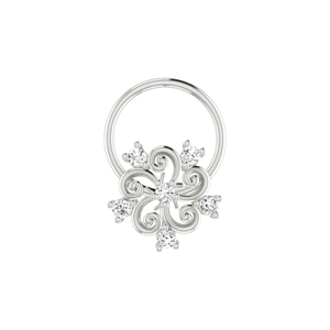 Piercing de nez en or 14 carats avec diamant rond brillant de 0,05 ct, forme de fleur, style ethnique, couleur HI, clarté VS-SI, classique et élégant pour femme - Product Image 3