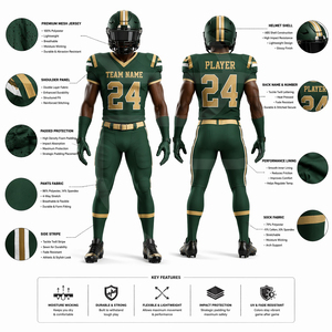 Ensemble d'uniformes de football américain personnalisés, 100% polyester, maillot respirant, pantalon, impression par sublimation, design de lettres, vêtements de sport d'équipe - Product Image 6