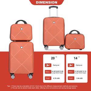 Set bagagli leggeri in ABS 2 pezzi con ruote Spinner (20/14) valigia arancione scuro - Product Image 5