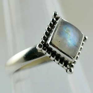 Rainbow Moonstone <b>Ring</b> 925 Sterling <b>Silver</b> Handmade <b>Statement</b> Promise <b>Ring</b> for Women Boho Cushion Shape June Birthstone Jewelry - Product Image 3